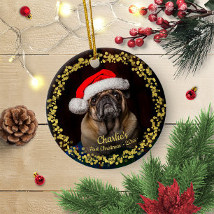 Snyggt Hund Puppy Pet Första julfoto Julgransprydnad Keramik