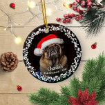 Snyggt Hund Puppy Pet Första julfoto Julgransprydnad Keramik<br><div class="desc">Fin Hund Puppy Pet Första julen Foto Ceramic Ornament</div>
