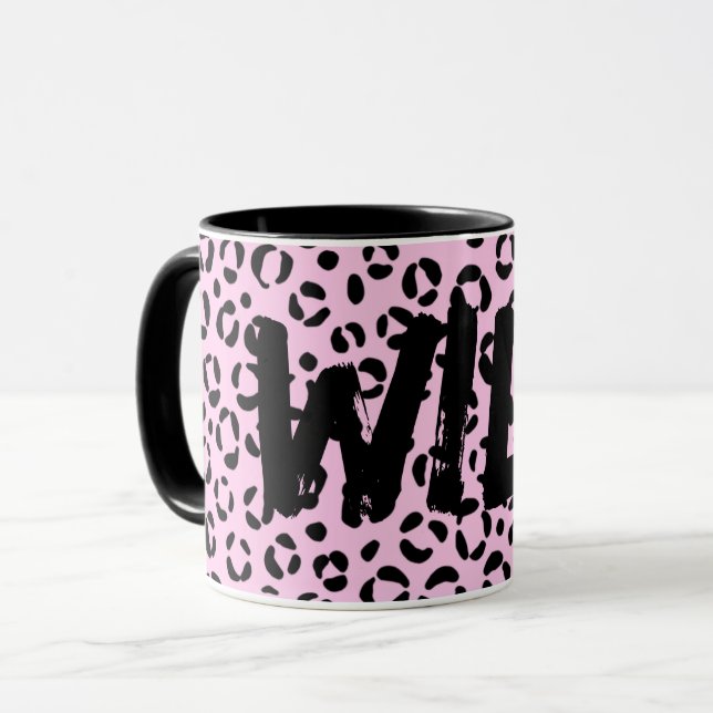 Snyggt i rosa djurtryck (personligt) mugg (Framsida vänster)