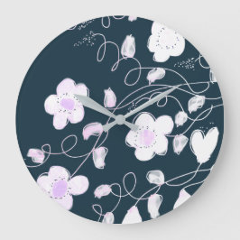 Snyggt i vitt och blått stor klocka