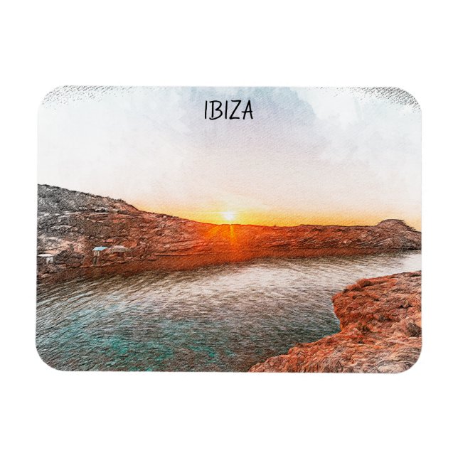 Snyggt Ibiza Spain Sunset Magnet (Horisontell)