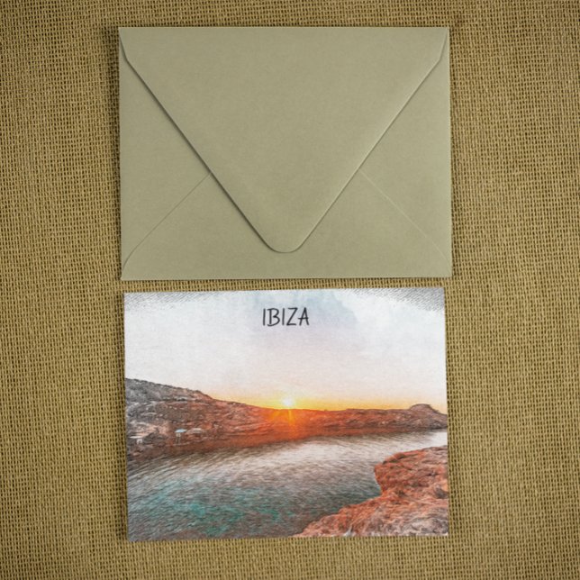 Snyggt Ibiza Spain Sunset Vykort (ibiza spain sunset postcard)
