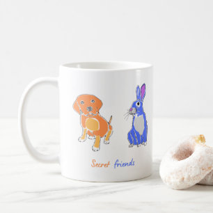 Snyggt illustrerad Hund och kaninkonst Kaffemugg