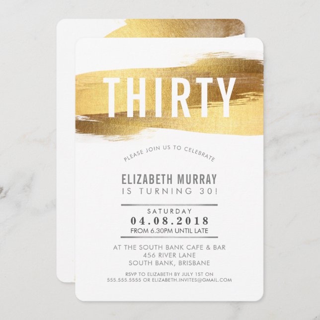 SNYGGT INBJUDAN faux faux guld penseldrag (Fram/baksida)