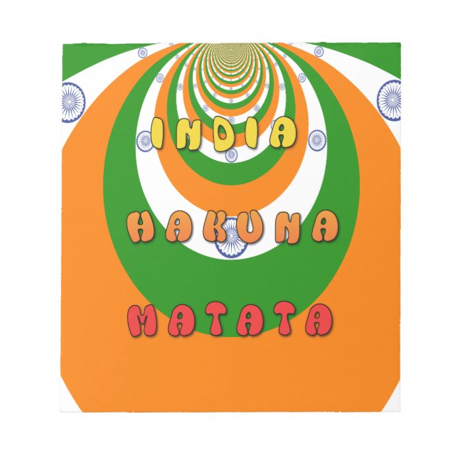 Snyggt Indien National Flagga Färg Hakuna Matata Anteckningsblock (Framsida)
