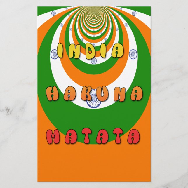 Snyggt Indien National Flagga Färg Hakuna Matata Brevpapper (Framsida)