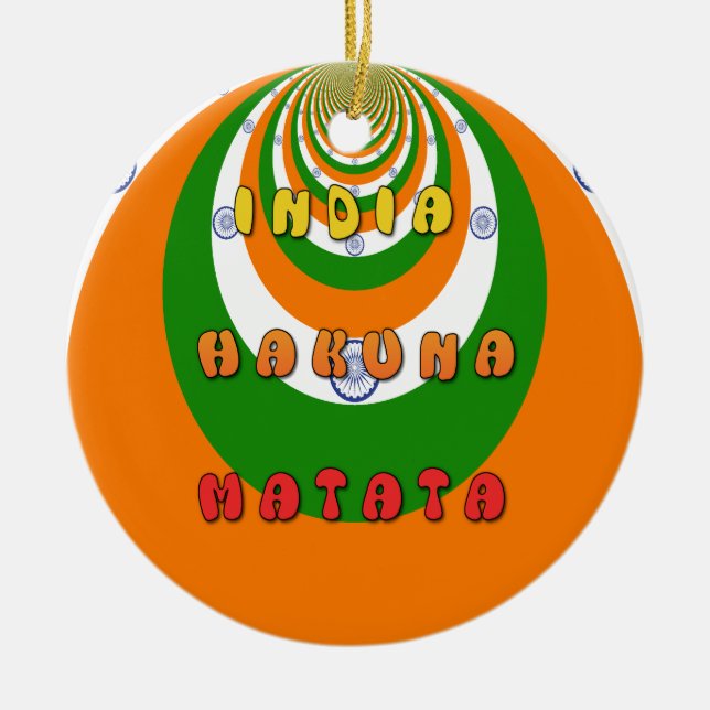 Snyggt Indien National Flagga Färg Hakuna Matata Julgransprydnad Keramik (Framsidan)