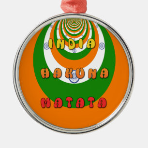 Snyggt Indien National Flagga Färg Hakuna Matata Julgransprydnad Metall