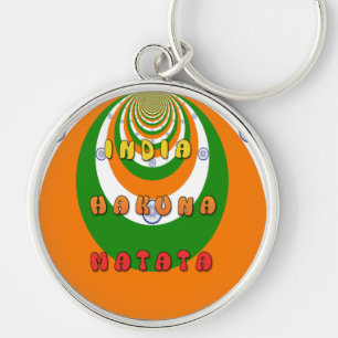 Snyggt Indien National Flagga Färg Hakuna Matata Rund Silverfärgad Nyckelring