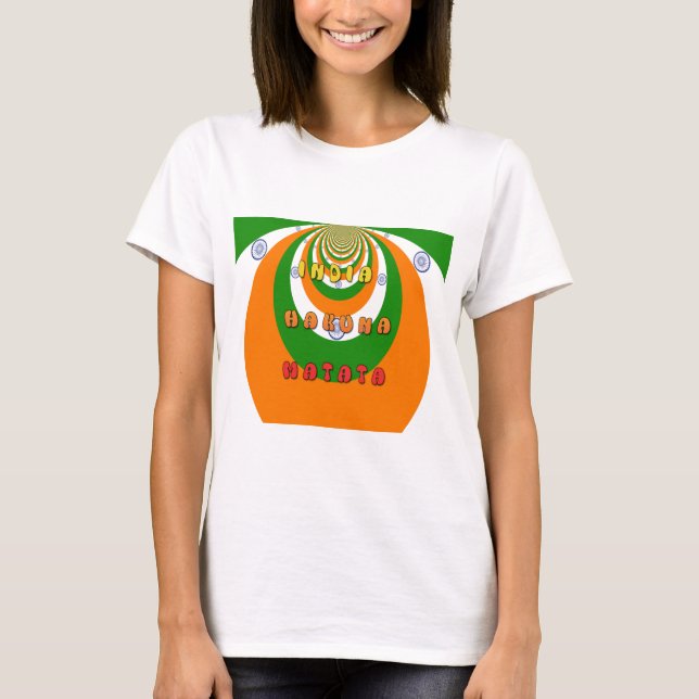 Snyggt Indien National Flagga Färg Hakuna Matata T Shirt (Framsida)