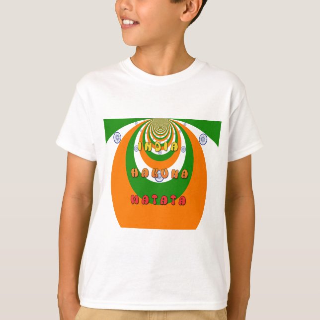 Snyggt Indien National Flagga Färg Hakuna Matata T-shirt (Framsida)