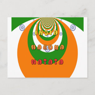 Snyggt Indien National Flagga Färg Hakuna Matata Vykort