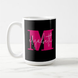 Snyggt Initial Brev Monogram och Namn Black Kaffemugg