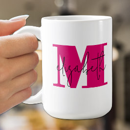 Snyggt Initial Brev Monogram och Namn Kaffemugg