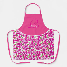 Snyggt Initialt Namn Hot Pink Magenta Rosor Anpass