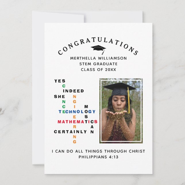 Snyggt JA HON KAN Gratulerart STEM Student Meddelande (Framsida)