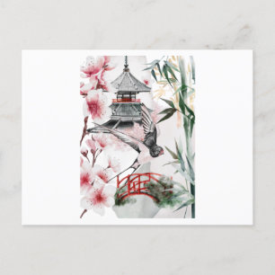 Snyggt japanskt landskap vykort