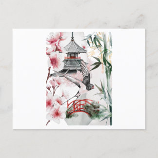 Snyggt japanskt landskap vykort