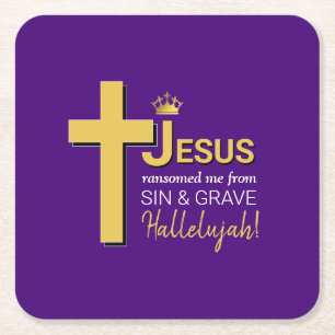 Snyggt JESUS RANSOMED ME Christian Underlägg Papper Kvadrat