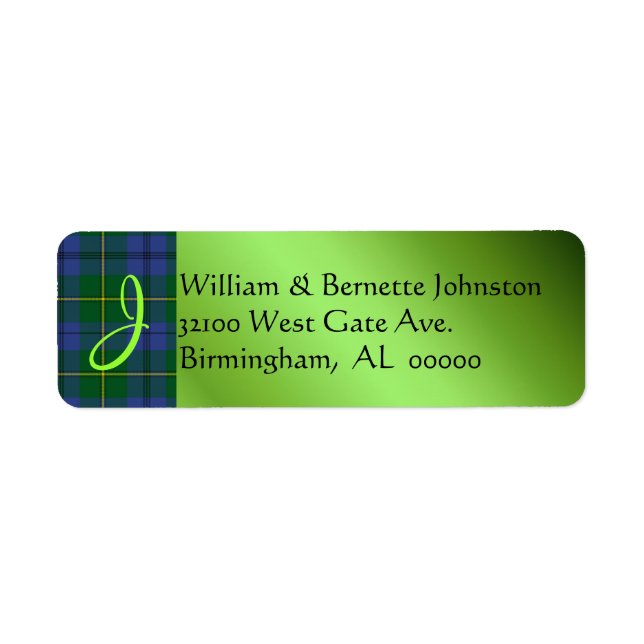 Snyggt Johnston Play Monogram Anpassningsbar Label Returadress Etikett (Framsidan)