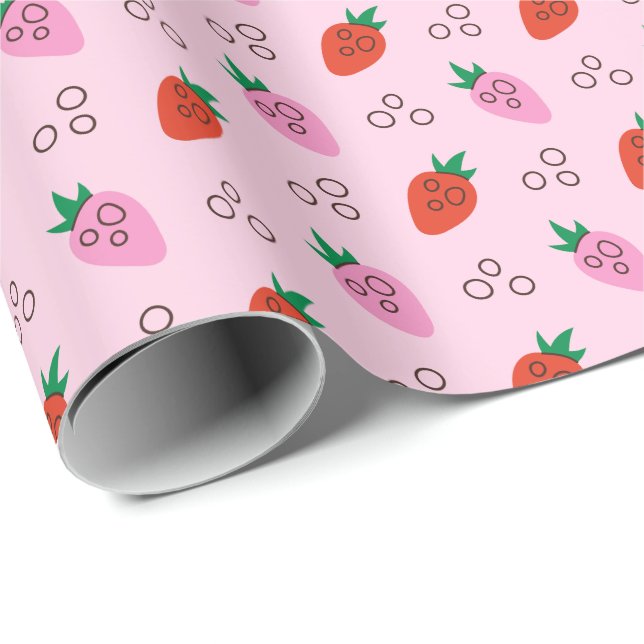 Snyggt Jordberry Mönster Wrapping Papper Roll Presentpapper (Rullad Hörn)