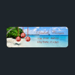 Snyggt ,Jul, Beach,Jul Bollar Returadress Etikett<br><div class="desc">Elegant Red christmas bollar på strandbotten. En elegant och en sofistikerad designe.Kostumize med ditt namn och information om adress.</div>