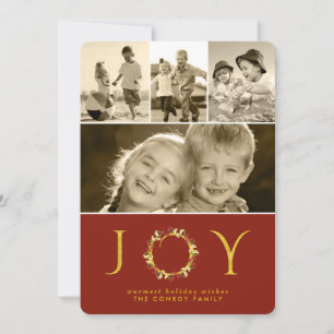 Snyggt Jul Joy Elegant Guld Blommigt Utandning i k Julkort