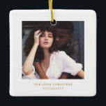 Snyggt jul | Minimal Elegant par foto Julgransprydnad Keramik<br><div class="desc">Trendig Camel färg-minimalistisk Elegant | Keramiska prydnadsföremål för hektiskt bruk,  Bröllop eller förlovning</div>