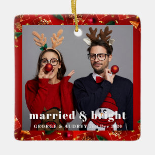Snyggt jul Minimal Roligt par foto Julgransprydnad Keramik