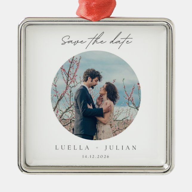 Snyggt jul | Minimal Roligt par Photo Metall Julgransprydnad Metall (Framsidan)