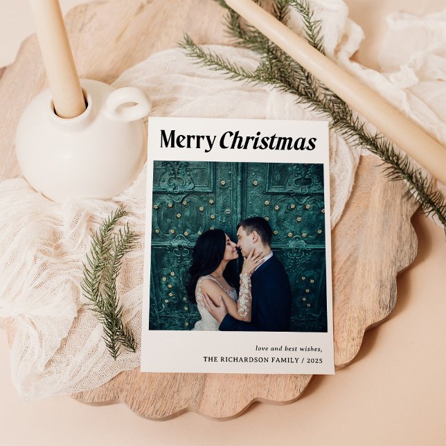 Snyggt jul | Svartvit enfoto Julkort (Skapare uppladdad)