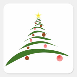 Snyggt Julgran Fyrkantigt Klistermärke
