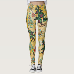 Snyggt Julgran Jewel Bling Gult Leggings
