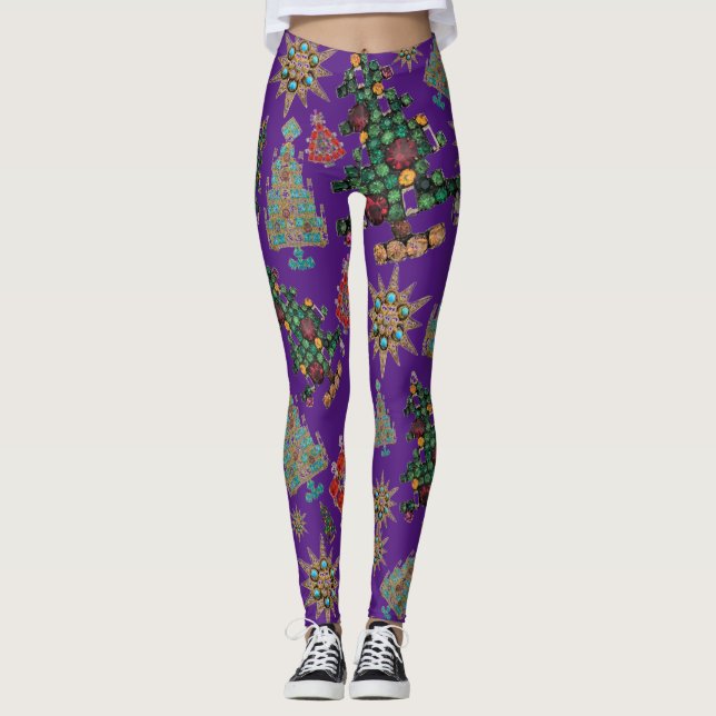 Snyggt Julgran Jewel Bling Leggings (Framsida)