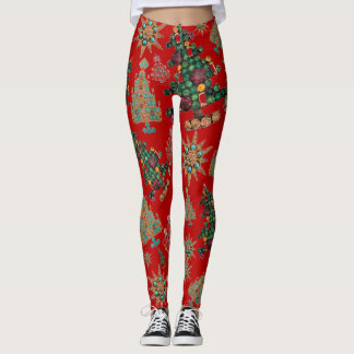 Snyggt Julgran Jewel Bling Red Leggings