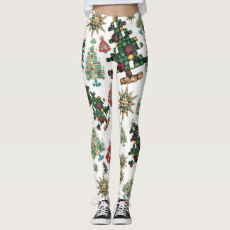 Snyggt Julgran judel Mönster Plain White Leggings