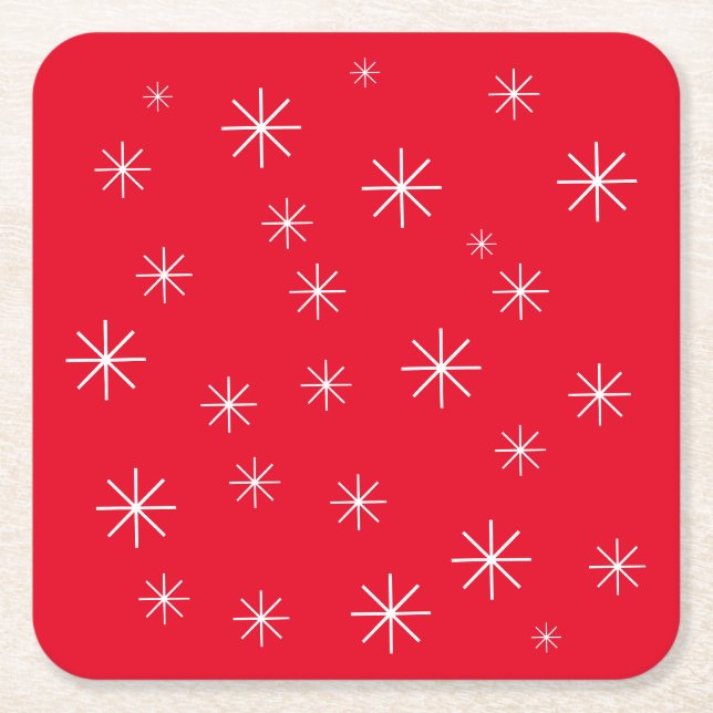 Snyggt Juli Elegant Modern Stars Cute Red Underlägg Papper Kvadrat (Framsidan)