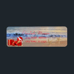 Snyggt,Julklapp,Beach Returadress Etikett<br><div class="desc">Elegant julklapp på strandbakgrund. En elegant och en sofistikerad designe.Kostumize med ditt namn och information om adress.</div>