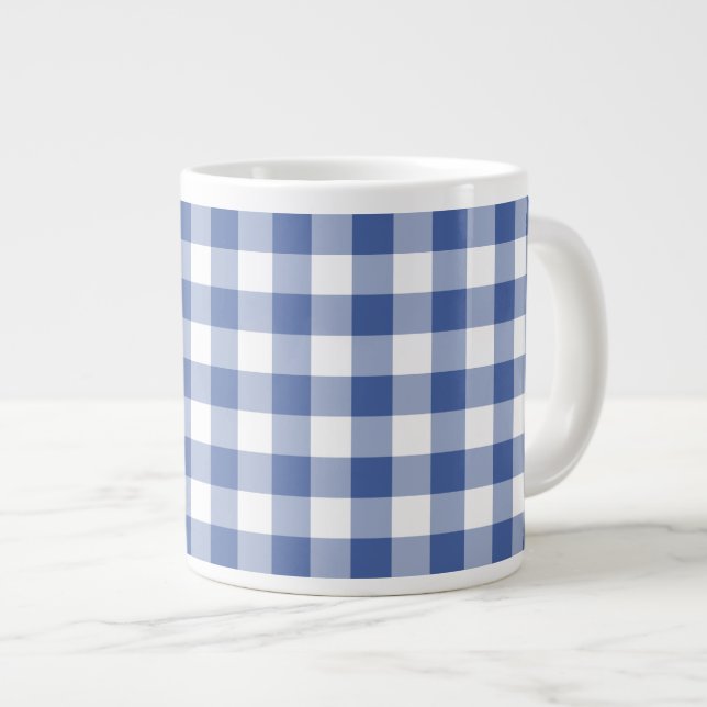 Snyggt Jumbo-size Mugg, Mörk blått Check Gingham Jumbo Mugg (Framsida höger)