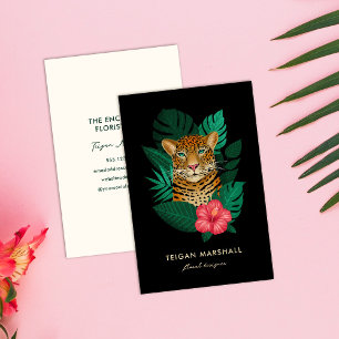 Snyggt Jungle Leopard Hibiscus Flower Visitkort