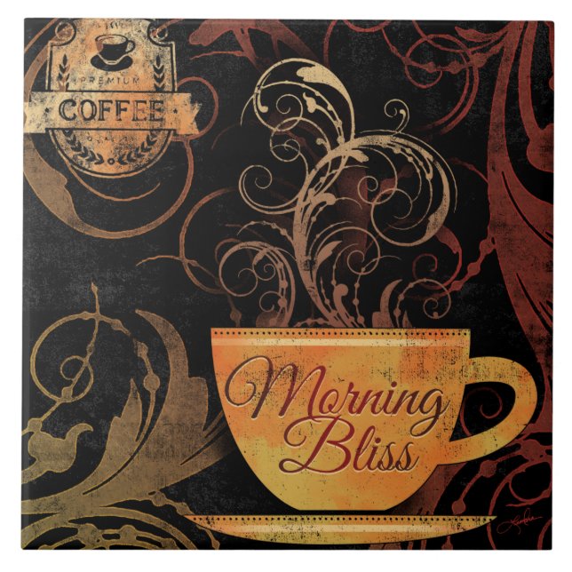 Snyggt Kaffe Älskare - Dekorativ vintage Kakelplatta (Framsidan)
