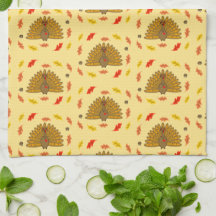 Snyggt kalkonmönster för Thanksgiving med höstlöv 