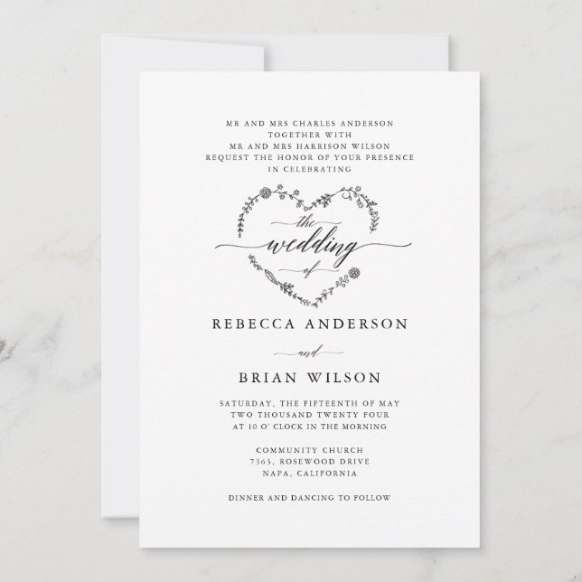 Snyggt Kalligrafi Bröllop i Photo Bröllop Inbjudningar (Baksida)