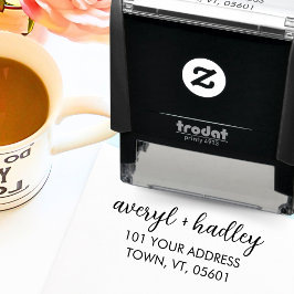 Snyggt Kalligrafi för par skript Bröllop Adress Självfärgande Stämpel