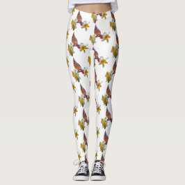 Snyggt kardinal och blommor - leggings