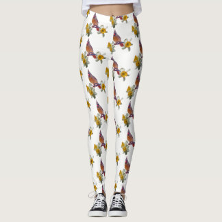 Snyggt kardinal och blommor - leggings