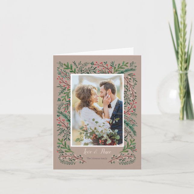 Snyggt Kärlek & Peace Grönt Gräs Träd-andningsfoto Helgkort (Framsida)