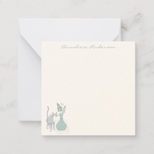 Snyggt Katt, botanisk illustration Pastel-Anpassni Anteckningskort (Framsida)