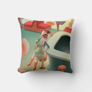 Snyggt Katt med Flaska Sitta vid Pub Kudde