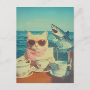 Snyggt Kattens Ocean Tea Party Vykort